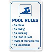 Piscina SmartSign Sign- Legend Piscina Reglas- Azul de Color Blanco